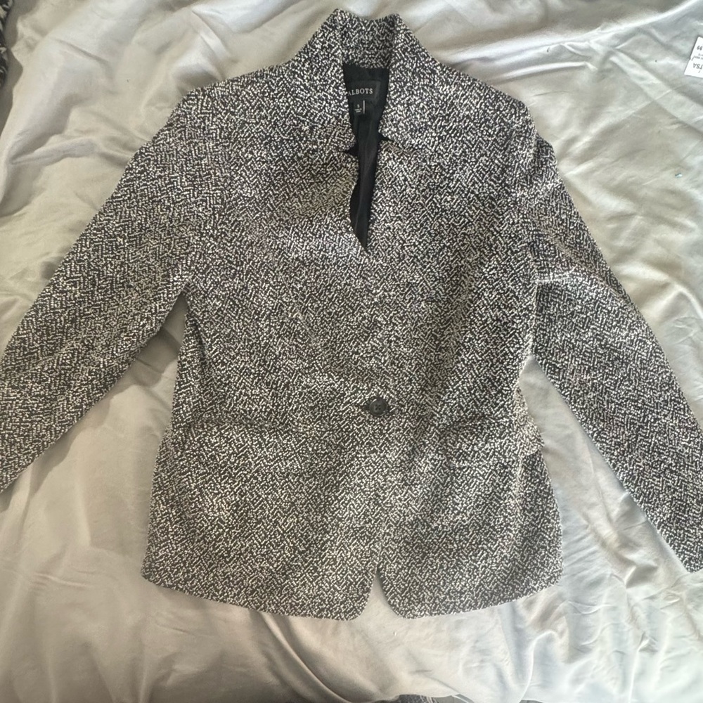 Talbots Monochrome Tweed Jacket